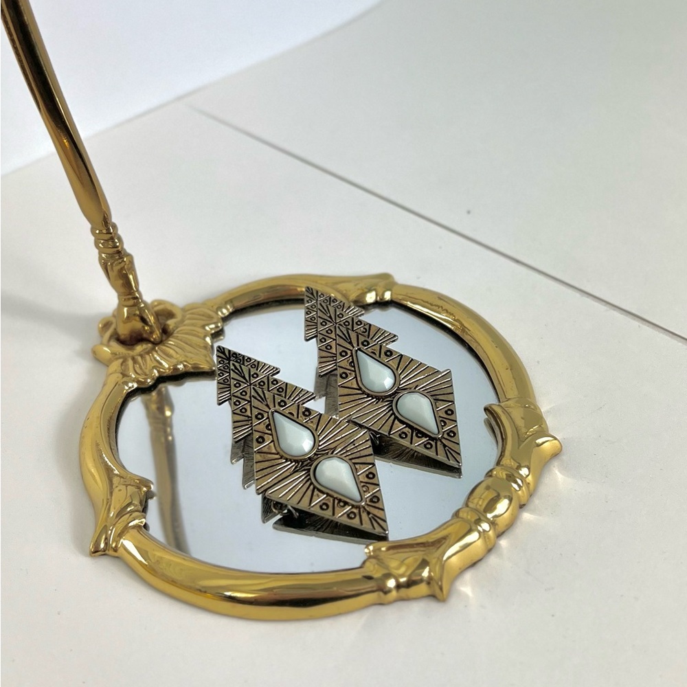 80s Vintage Geometric Triangle Dangle Silver Earrings grunge corp goth